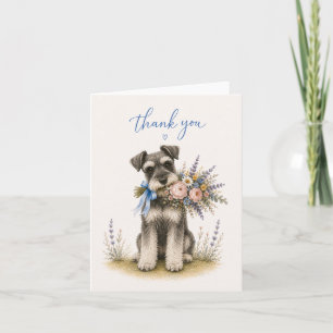 Miniature Schnauzer Flower Bouquet Thank You Card