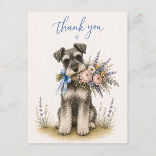 Miniature Schnauzer Flower Bouquet Thank You Postcard