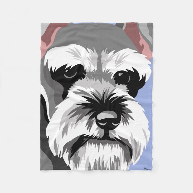 Miniature Schnauzer Gifts Fleece Blanket (Front)
