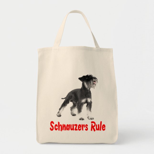 Miniature Schnauzer Grey Puppy Dog Red Love Tote Bag (Front)