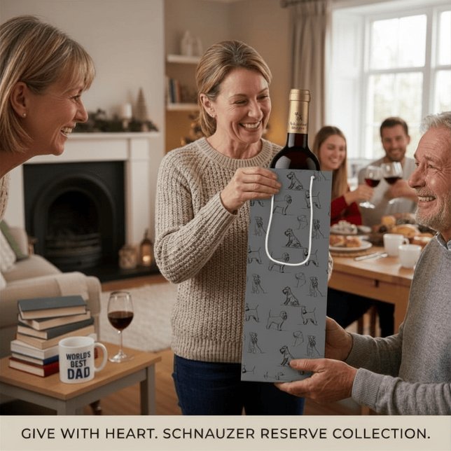 Miniature Schnauzer Grey Wine Gift Bag (Happy Father's Day Miniature Schnauzer Gray Wine Gift Bag)
