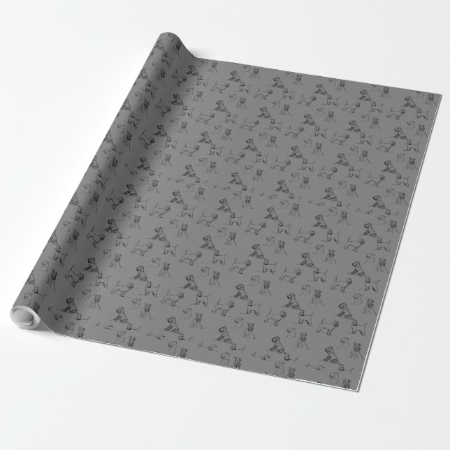 Miniature Schnauzer Grey Wrapping Paper (Unrolled)