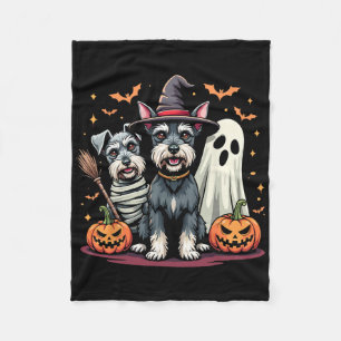 Miniature Schnauzer Halloween Costume Mummy Witch  Fleece Blanket