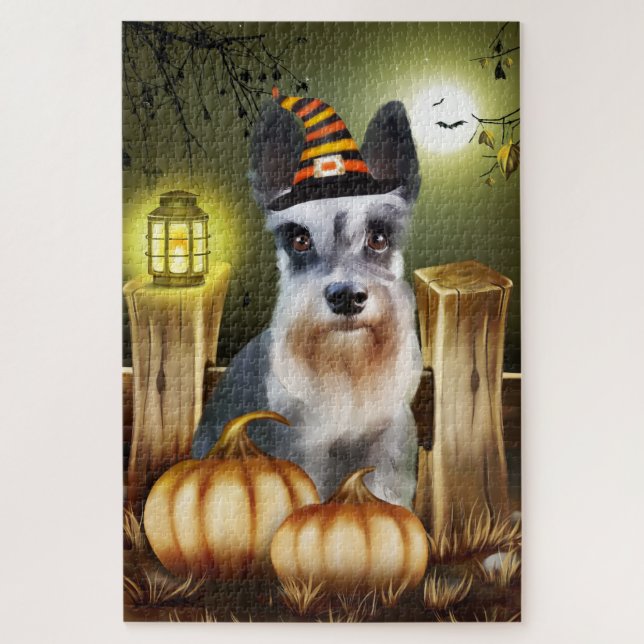Miniature Schnauzer Halloween Jigsaw Puzzle. Jigsaw Puzzle (Vertical)
