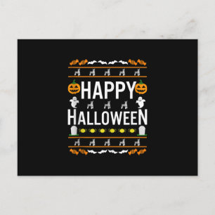 Miniature Schnauzer Halloween Lazy Ugly Costume Announcement Postcard