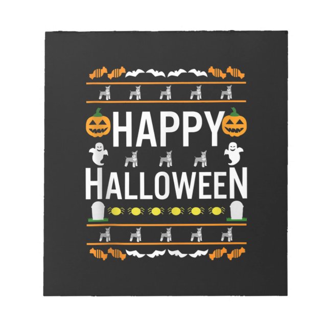 Miniature Schnauzer Halloween Lazy Ugly Costume Notepad (Front)