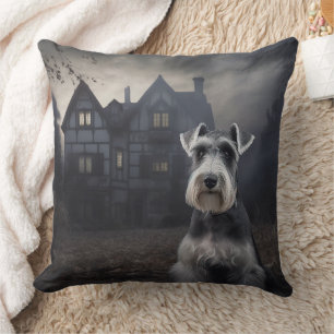Miniature Schnauzer Halloween Scary Cushion