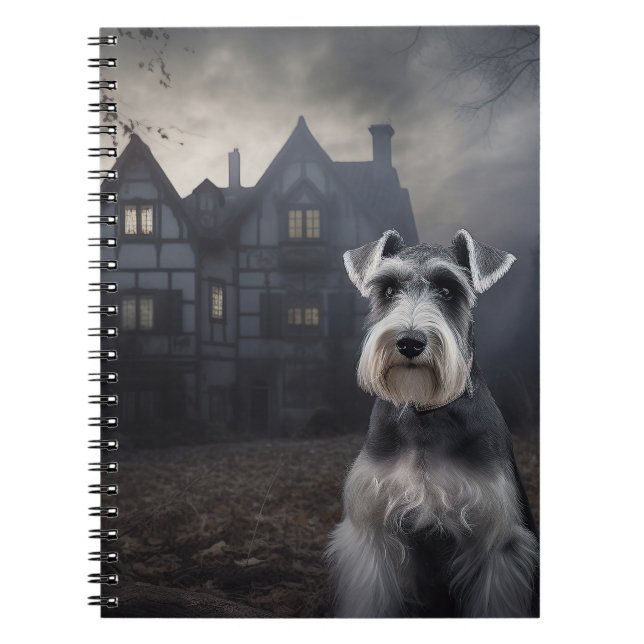 Miniature Schnauzer Halloween Scary Notebook (Front)