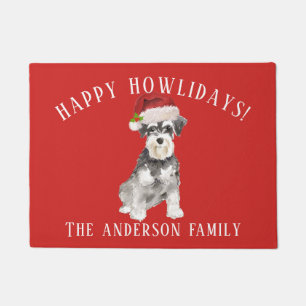 Miniature Schnauzer Happy Howlidays Christmas Doormat