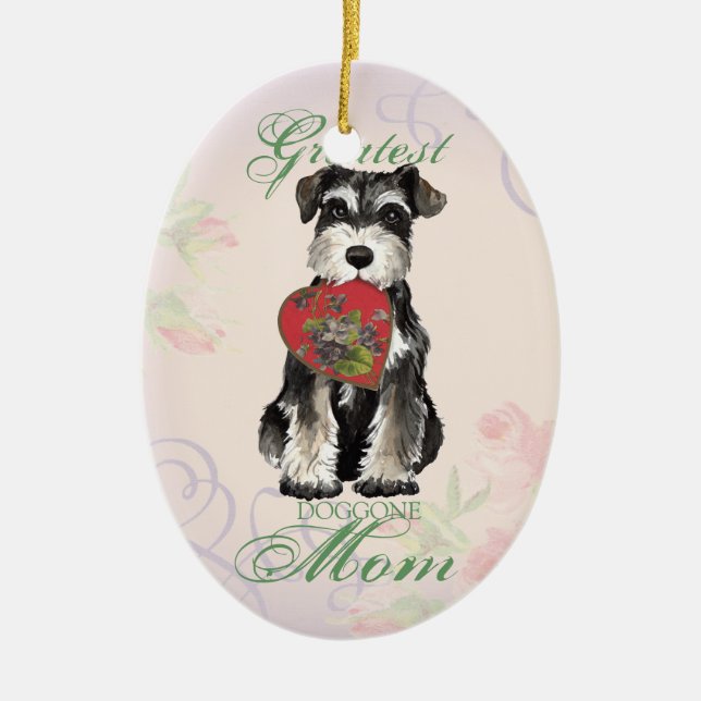 Miniature Schnauzer Heart Mum Ceramic Tree Decoration (Front)