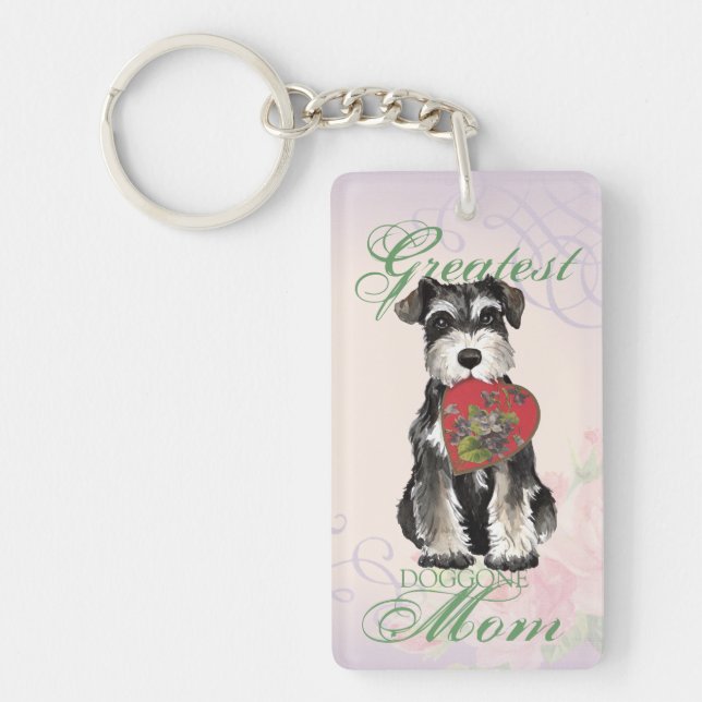 Miniature Schnauzer Heart Mum Key Ring (Front)