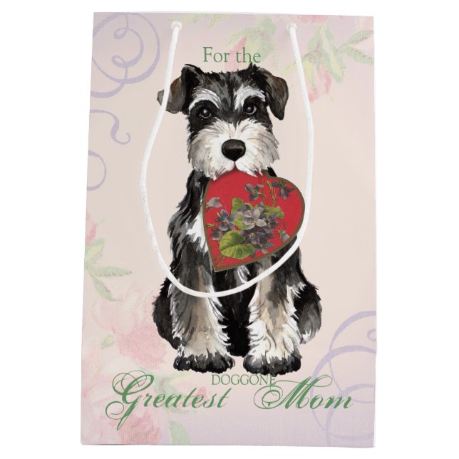 Miniature Schnauzer Heart Mum Medium Gift Bag (Back)