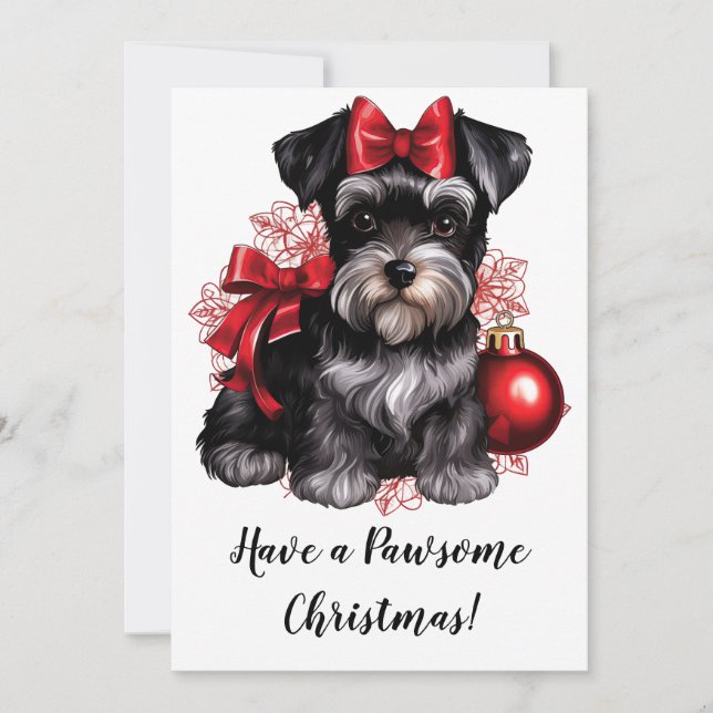 Miniature Schnauzer Holiday Greetings Card (Front)