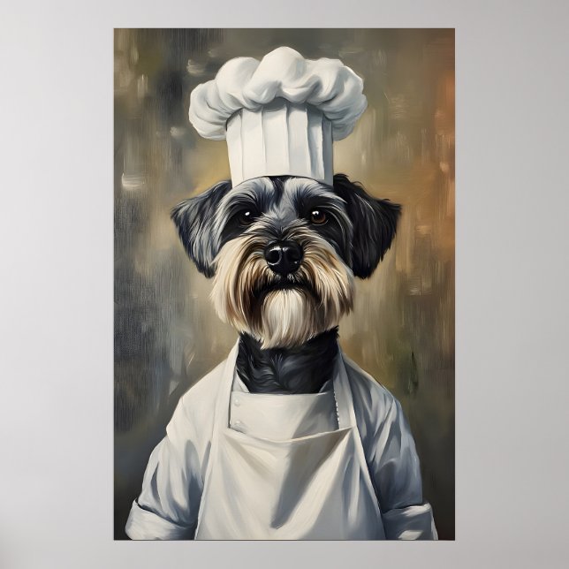 Miniature Schnauzer In Chefs Hat Poster, Pet Poster (Front)