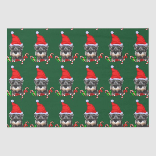 Miniature Schnauzer in Santa Hat Tissue Paper (Front)