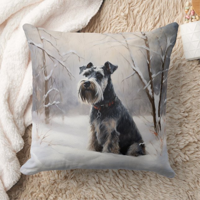 Miniature Schnauzer Let It Snow Christmas Cushion (Blanket)