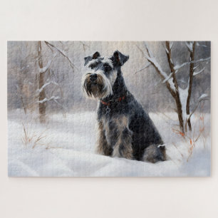 Miniature Schnauzer Let It Snow Christmas Jigsaw Puzzle