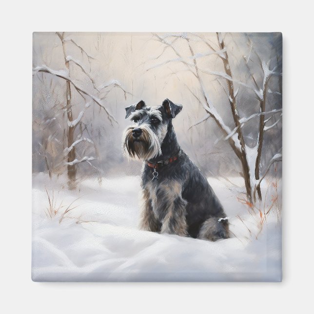 Miniature Schnauzer Let It Snow Christmas Magnet (Front)