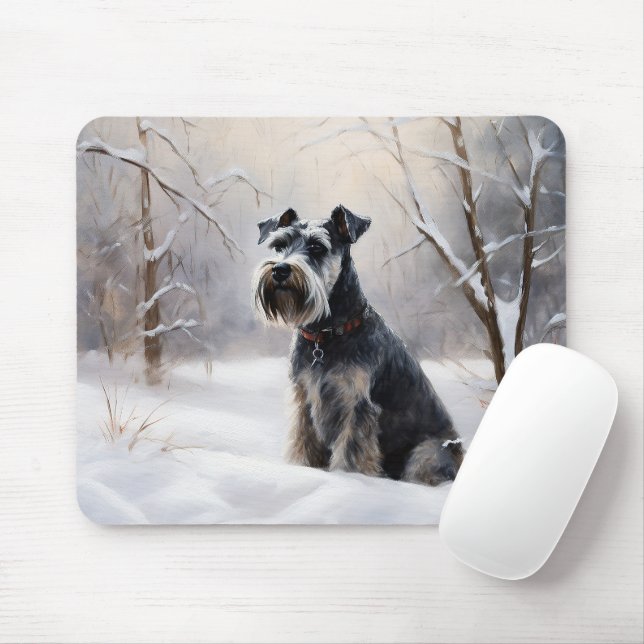Miniature Schnauzer Let It Snow Christmas Mouse Pad (With Mouse)