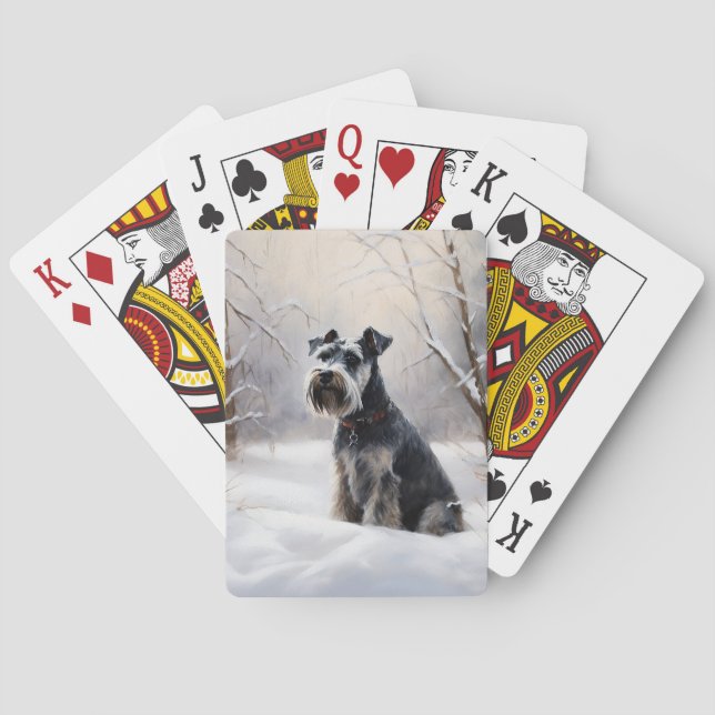 Miniature Schnauzer Let It Snow Christmas Playing Cards (Back)