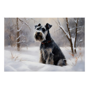 Miniature Schnauzer Let It Snow Christmas Poster