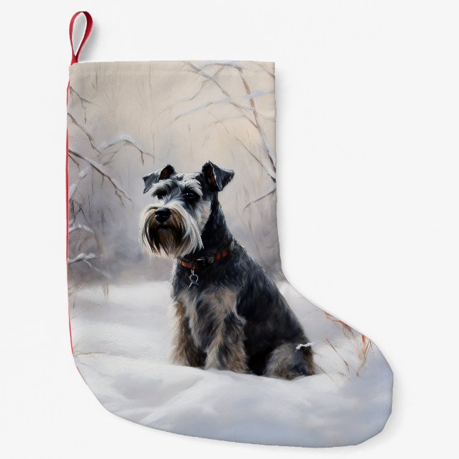 Miniature Schnauzer Let It Snow Christmas Small Christmas Stocking (Front)
