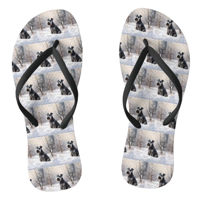 Miniature Schnauzer Let It Snow Christmas Thongs (Footbed)