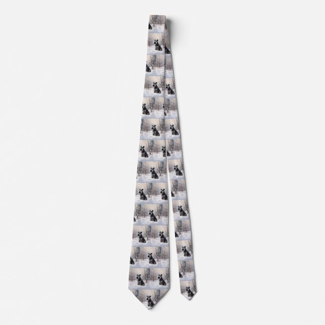Miniature Schnauzer Let It Snow Christmas Tie (Front)