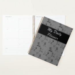 Miniature Schnauzer Line Art Pattern 001 Grey Planner