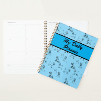 Miniature Schnauzer Line Art Pattern 001 LightBlue Planner
