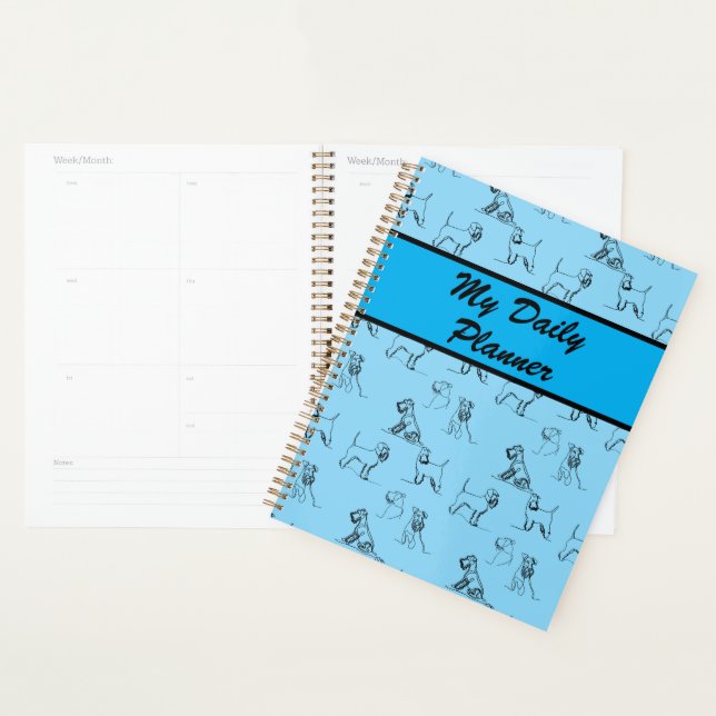 Miniature Schnauzer Line Art Pattern 001 LightBlue Planner (Display)