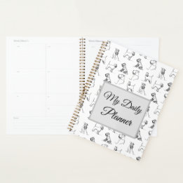 Miniature Schnauzer Line Art Pattern 001 White Planner