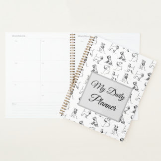 Miniature Schnauzer Line Art Pattern 001 White Planner
