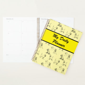 Miniature Schnauzer Line Art Pattern 001 Yellow Planner