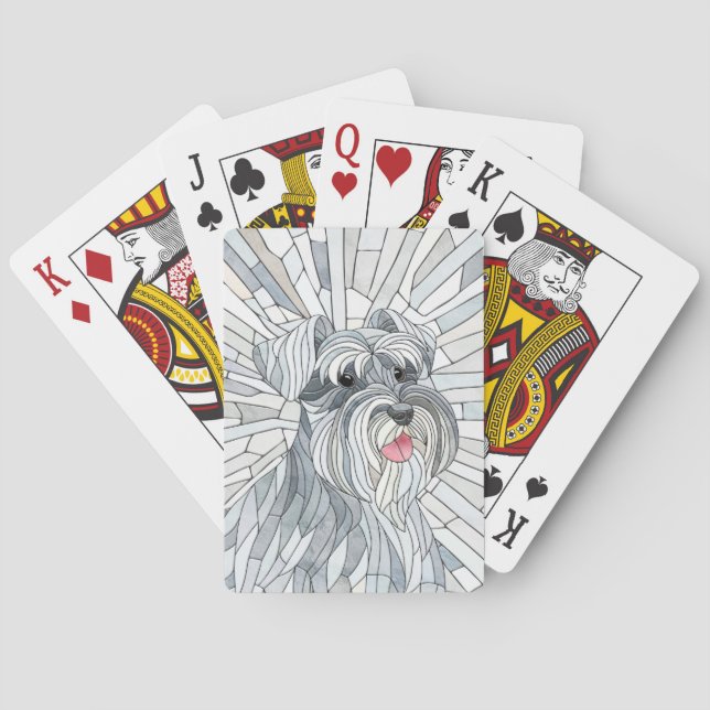 Miniature Schnauzer Mosaic art Playing Cards (Back)
