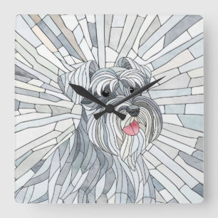 Miniature Schnauzer Mosaic art Square Wall Clock
