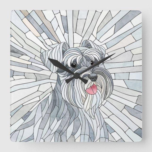 Miniature Schnauzer Mosaic art Square Wall Clock (Front)