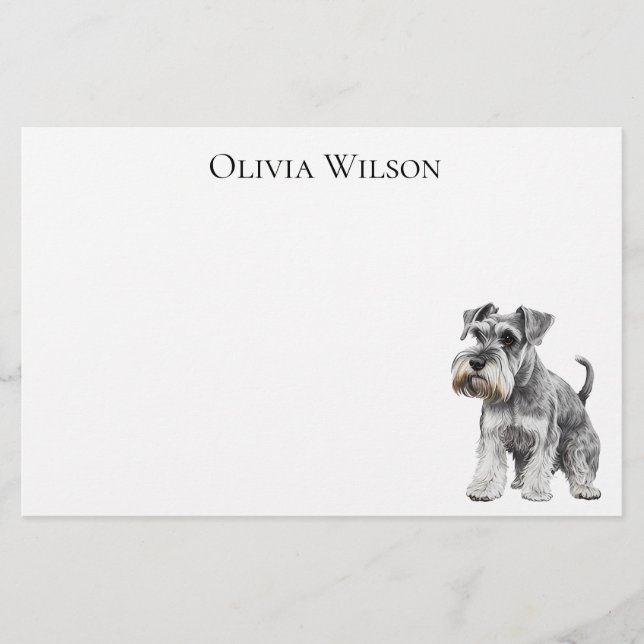 Miniature Schnauzer on custom stationary |  Stationery (Front)