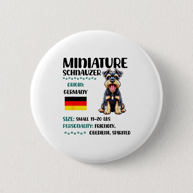 Miniature Schnauzer Origin Funny Mini Schnauzer Lo 6 Cm Round Badge (Front)