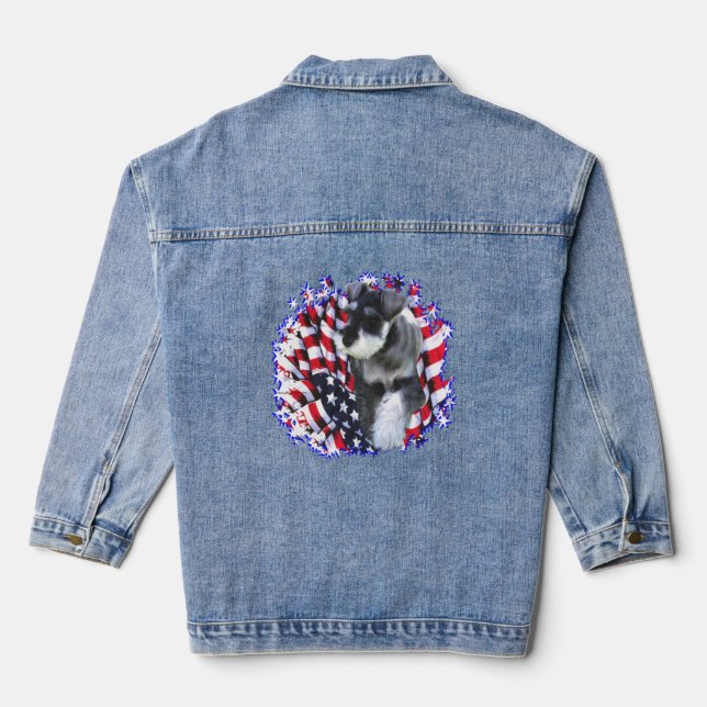 Miniature Schnauzer Patriot Denim Jacket (Back)