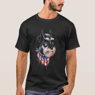 Miniature Schnauzer Patriotic Dog USA Flag T-Shirt