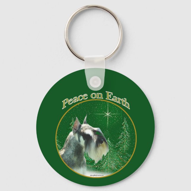 Miniature Schnauzer Peace Key Ring (Front)