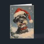 Miniature Schnauzer personalised Christmas  Holiday Card<br><div class="desc">Celebrate the festive season with this adorable Christmas card featuring a miniature schnauzer donning a Santa hat. The charming image captures the spirit of joy and holiday cheer as your furry friend spreads warmth and happiness. The card is a delightful way to convey your season's greetings, blending festive whimsy with...</div>