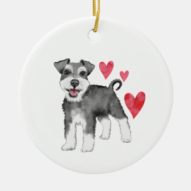 Miniature Schnauzer Personalised with Name Year Ceramic Ornament (Front)