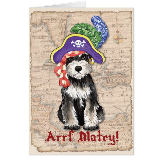Miniature Schnauzer Pirate Card (Front)