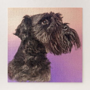 Miniature Schnauzer Portrait Gentle Pastel Jigsaw Puzzle