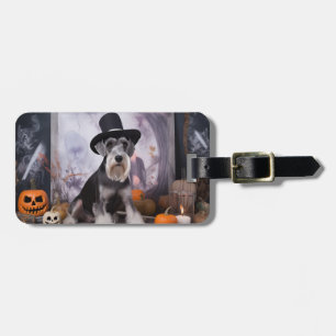 Miniature Schnauzer Pumpkins Halloween Scary  Luggage Tag