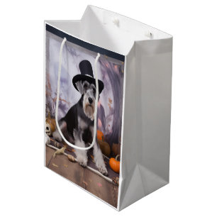 Miniature Schnauzer Pumpkins Halloween Scary Medium Gift Bag