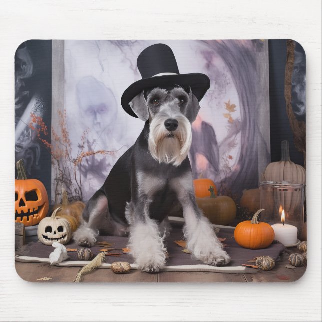 Miniature Schnauzer Pumpkins Halloween Scary  Mouse Pad (Front)