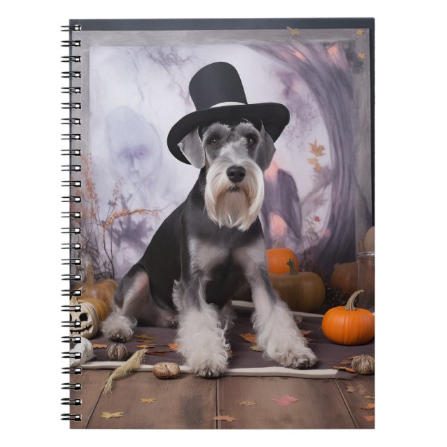 Miniature Schnauzer Pumpkins Halloween Scary  Notebook (Front)
